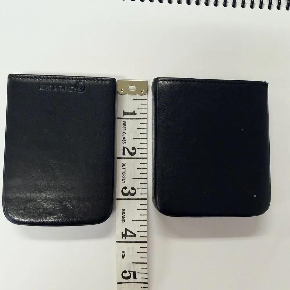Coach Black Leather 2-Piece Slide Structured Business Card Holder Case Wallet
